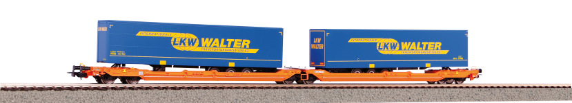 PIKO 58979 - H0 Taschenwagen T3000e Wascosa mit 2 Walter Trailern; Ep. VI